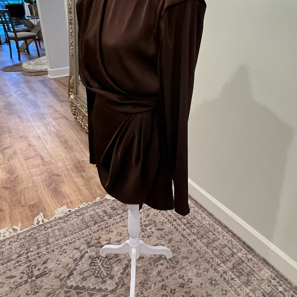 Ronny Kobo - Elegant Brown Draped Dress - never been worn -  size: small - Picture 5 of 10